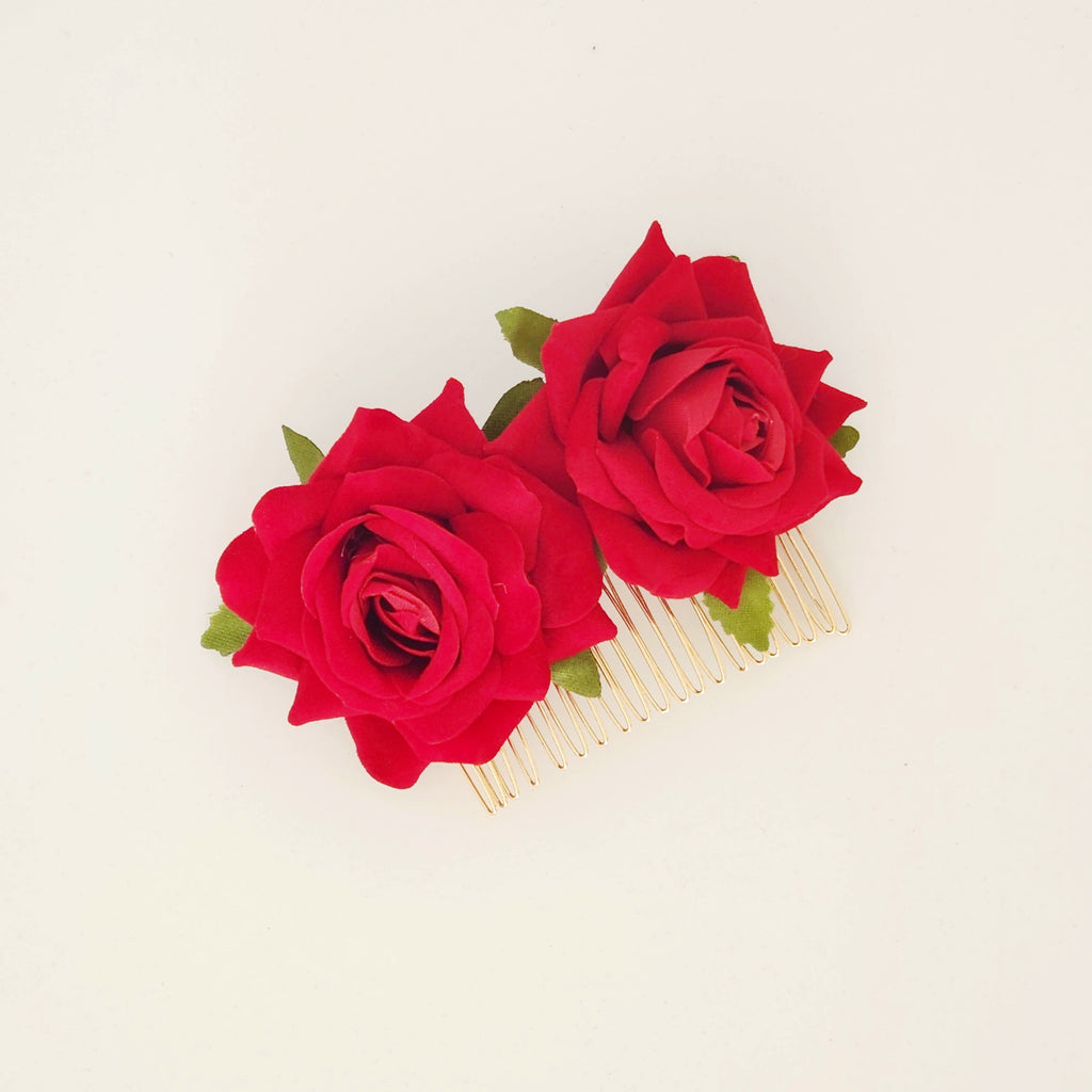 Gwynnie's Accessories | Elizabeth Rose Hair Flower Red