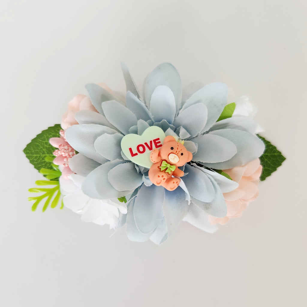Gwynnie's Handmade | Hair Flower Valentine Bear Peach