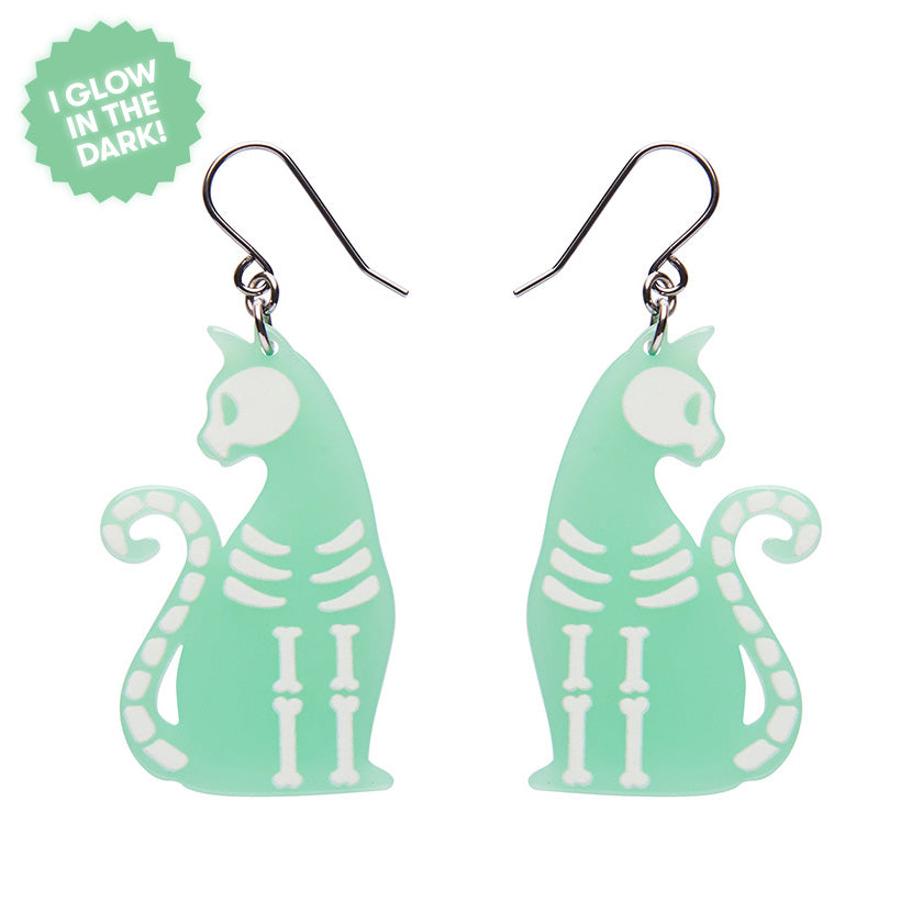 Erstwilder Earrings - Halloween | Bone Kitty Glow in the Dark