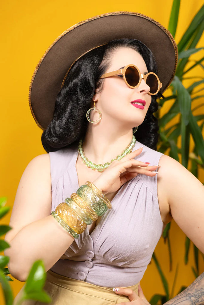 Splendette Clear Heavy Carve Pistachio DUCHESS Midi Bangle