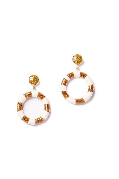 Splendette Earrings | Christmas '23 Candy Stripe White & Gold