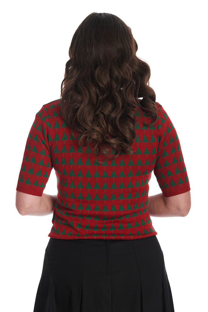 Banned Retro Merry Holiday Tree Jumper Red (S ONLY)
