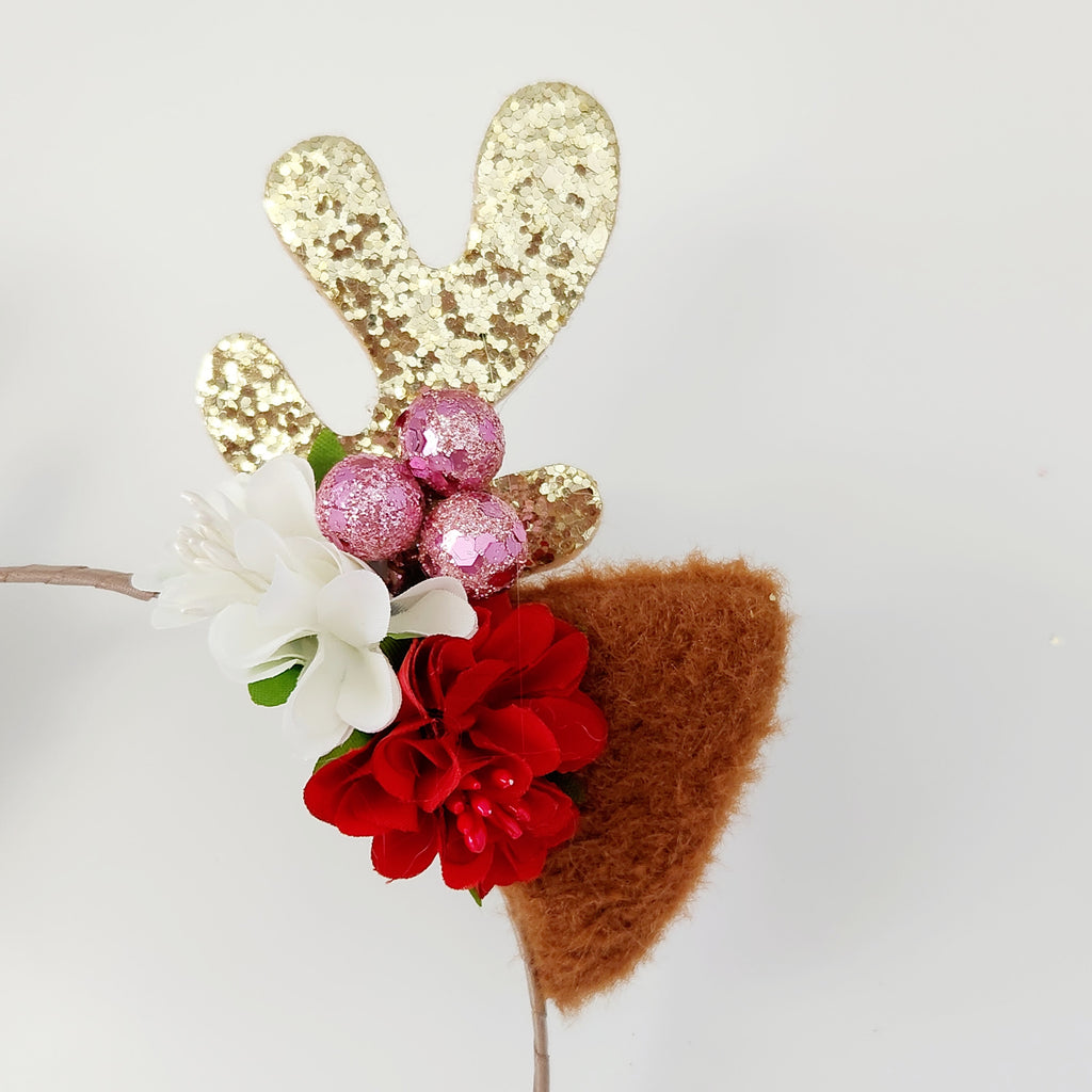 Gwynnie's Hair Flower - Christmas Reindeer Merry Berries