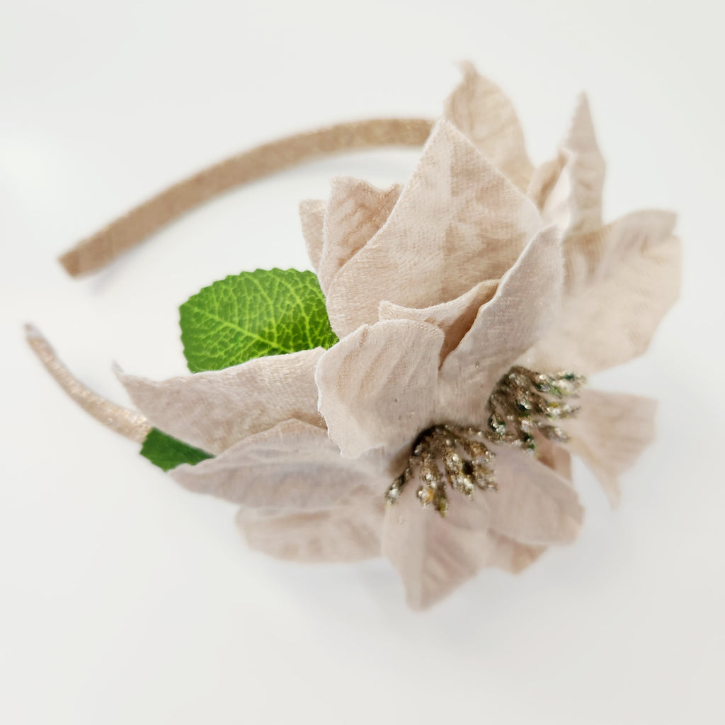 Gwynnie's Hair Flower - Christmas Poinsettia Champagne