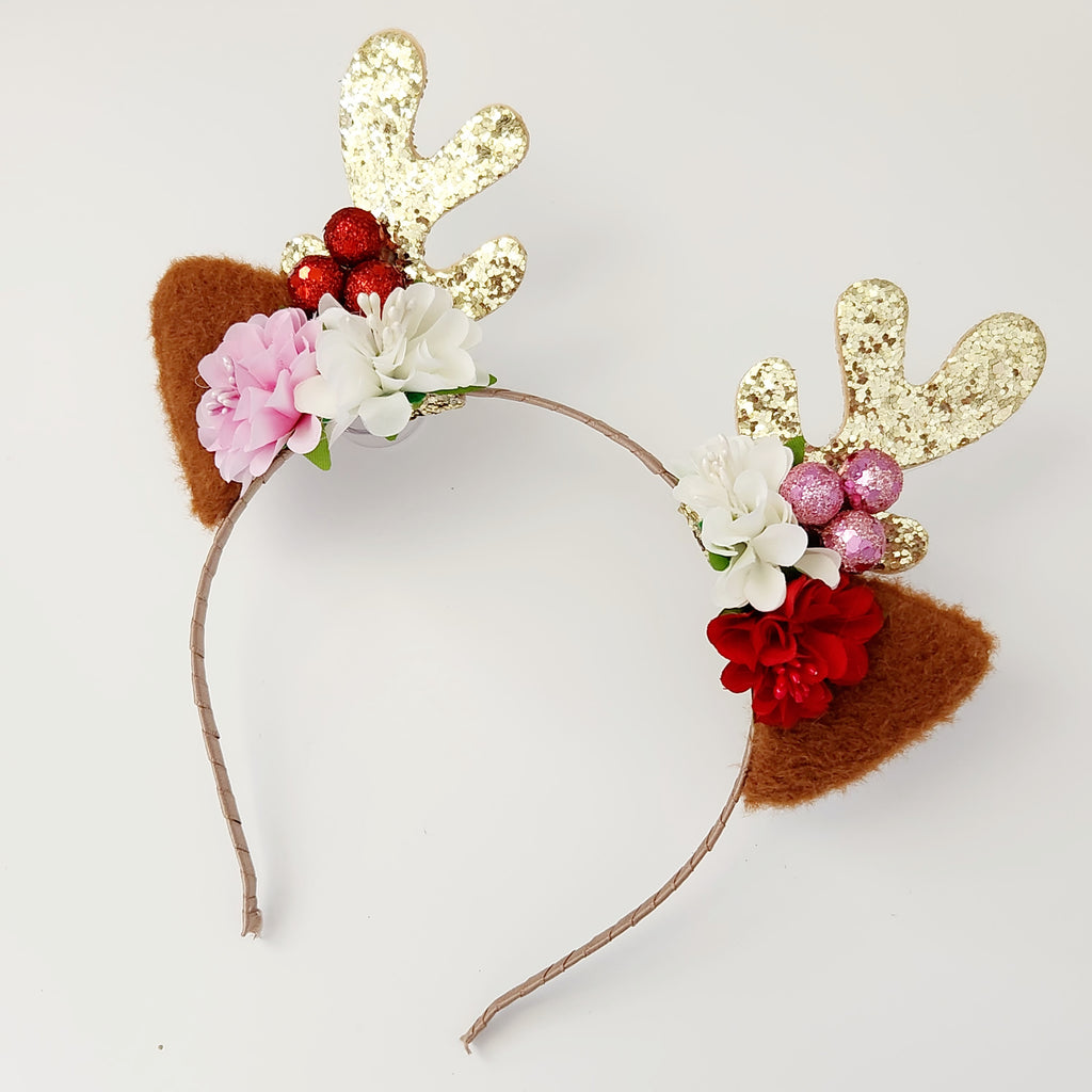 Gwynnie's Hair Flower - Christmas Reindeer Merry Berries