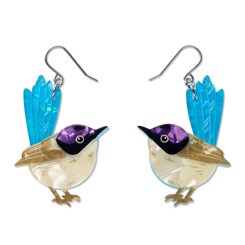 Erstwilder Earrings - The Rarest Kind | Purple-Crowned Fairy Wren