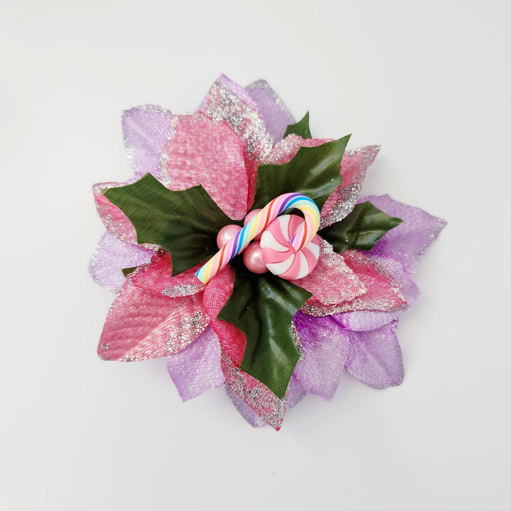 Gwynnie's Hair Flower - Christmas Candy Pinkmas