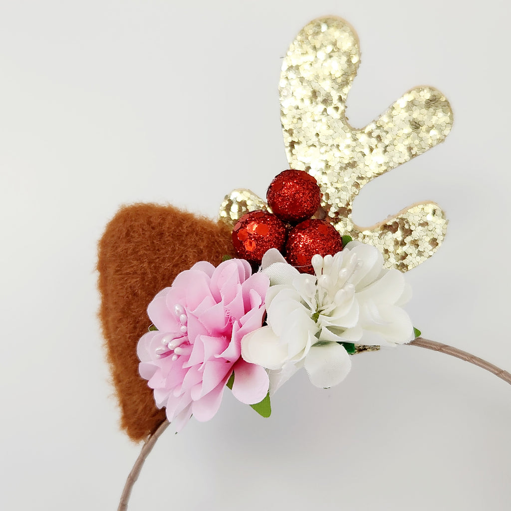 Gwynnie's Hair Flower - Christmas Reindeer Merry Berries