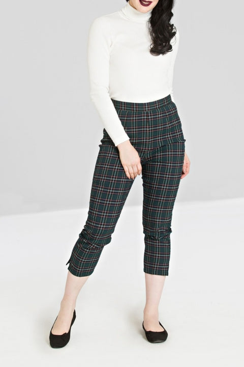 Hell Bunny Peebles Cigarette Trousers Green (S ONLY)