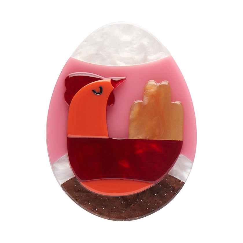 Erstwilder Brooch  -  Pysanky Hen of Fertility