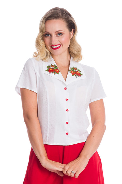 Banned Retro Strawberry Fields Blouse (Sizes S & 3XL)