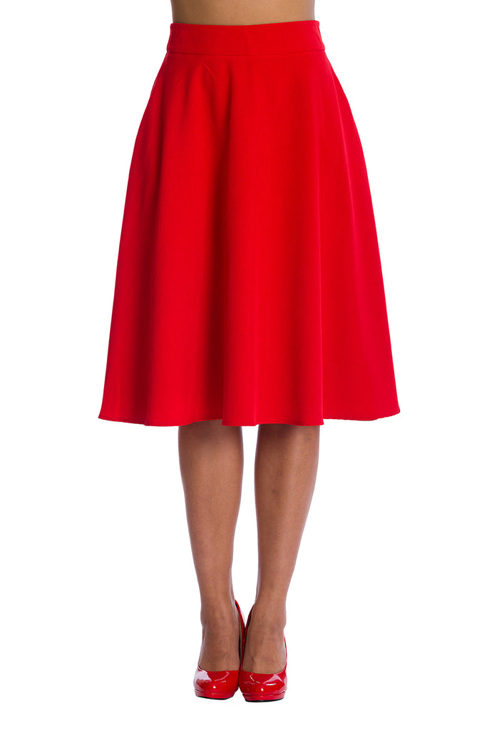 Banned Retro My Wardrobe Staple Swing Skirt Red (S ONLY)
