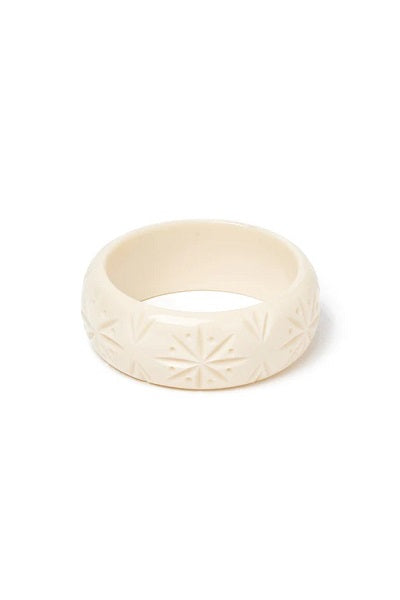 Splendette Heavy Carve Cream CLASSIC Wide Bangle