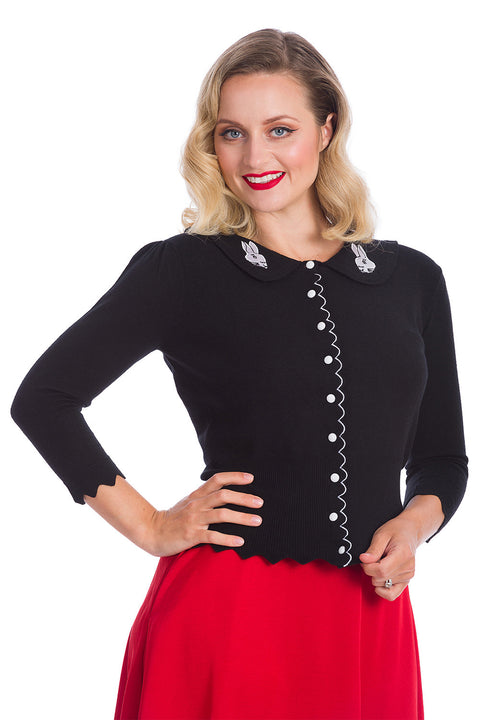 Banned Retro Bunny Hop Cardigan Black (S, L & XL ONLY)