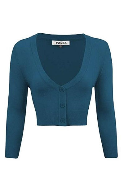 MAK Cropped Cardigan Teal Blue (S ONLY)