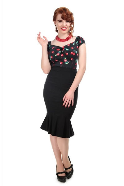 Collectif Winifred Fishtail Black Skirt (SIZE 12 ONLY)