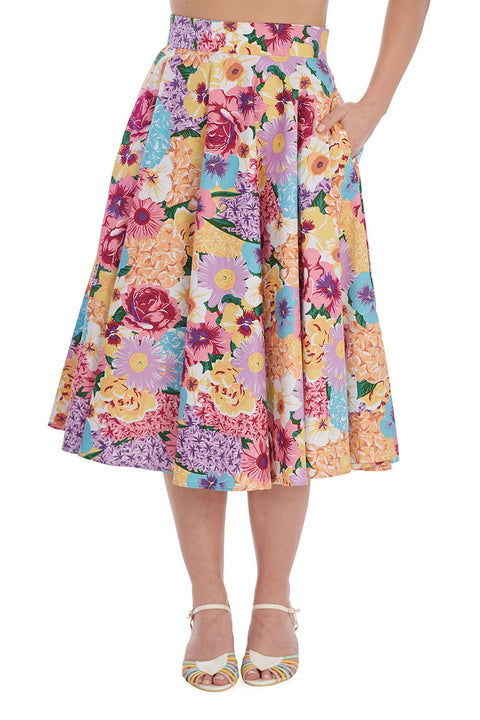 Banned Retro Floral Zing Skirt (S, M & 4XL ONLY)