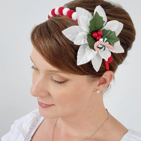 Gwynnie's Hair Flower - Christmas Candy Spearmint Twist Headband