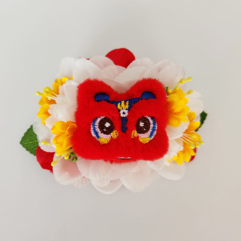 Gwynnie's Handmade | Hair Flower Lunar Lion Red/White