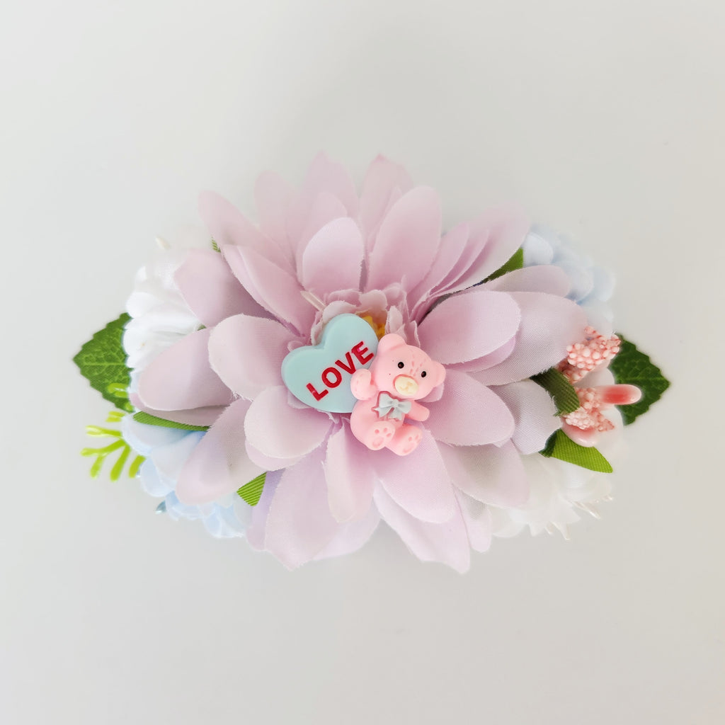 Gwynnie's Handmade | Hair Flower Valentine Bear Pink