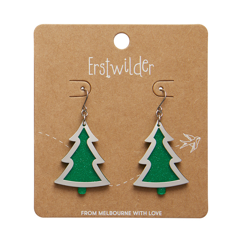 Erstwilder Essentials - Merry Kitschmas | Green Christmas Tree Drop Silver