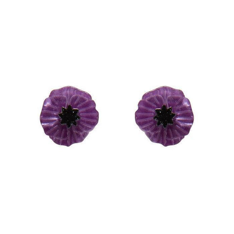 Erstwilder Earrings - Poppy Field | Purple Studs