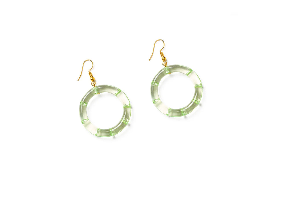 Splendette Earrings | Clear Heavy Carve Pistachio