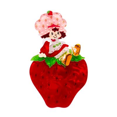 Erstwilder Brooch - Strawberry Shortcake | Sitting on a Strawberry