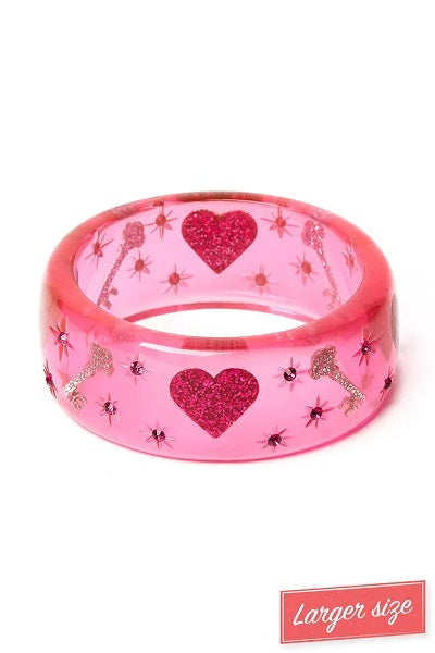 Splendette Valentines '25 Key To My Heart Pink DUCHESS Wide Bangle