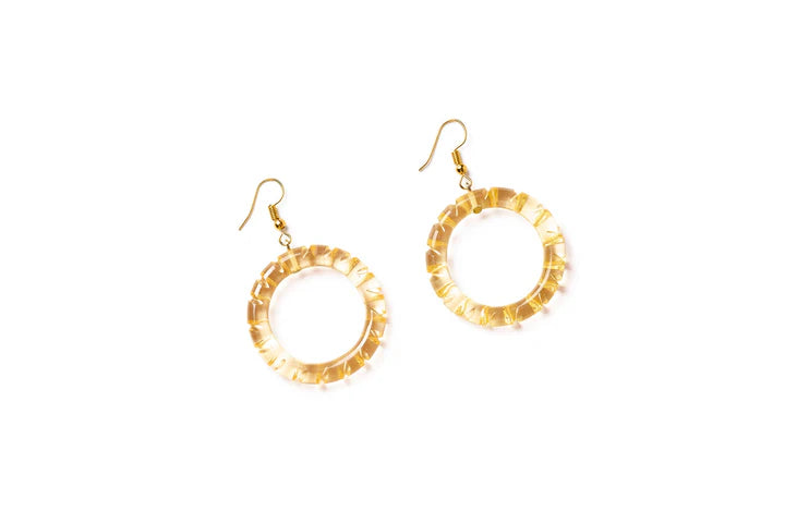 Splendette Earrings | Clear Heavy Carve Lemonade
