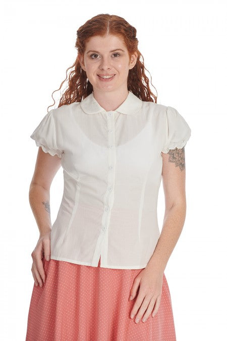 Banned Retro Betsy Bloom Blouse White