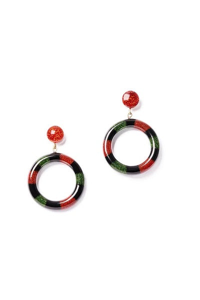 Splendette Earrings | Christmas '23 Candy Stripe Black, Red & Green