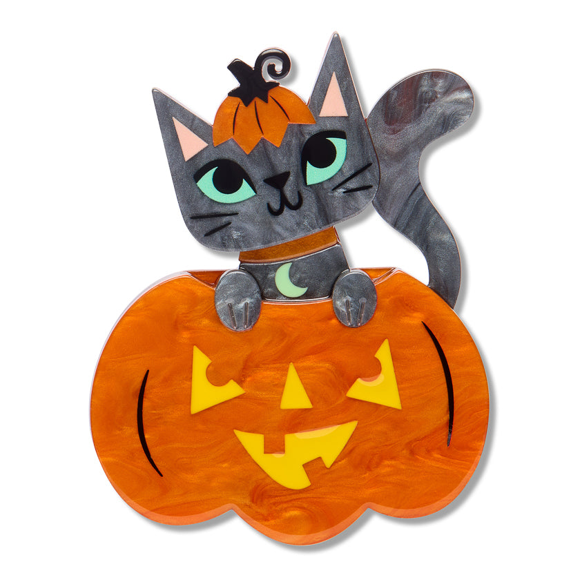 Erstwilder Brooch - Midnight Mischief | Cat O'Lantern