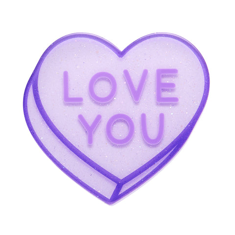 Erstwilder Brooch - Sweet Valentine | Candy Heart Simplified Mini Purple