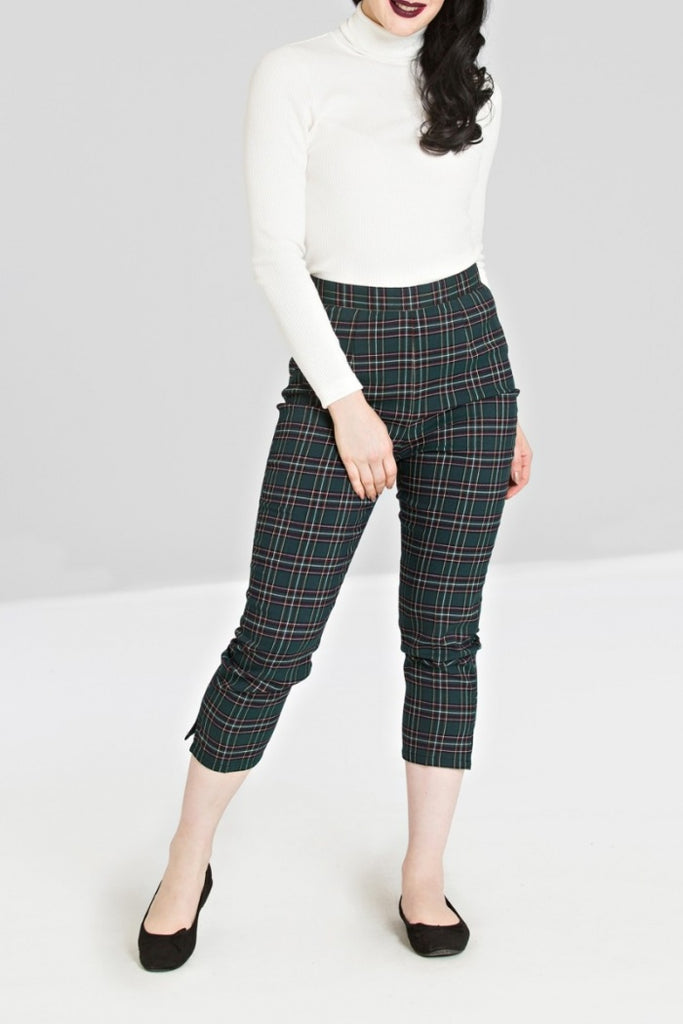 Hell Bunny Pebbles Cigarette Trousers Green