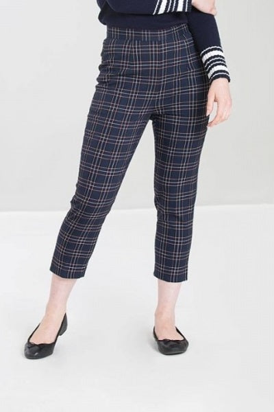Hell Bunny Pebbles Cigarette Trousers Navy