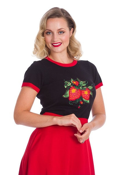Banned Retro Ruby Strawberry Fields Knitted Top (3XL ONLY)