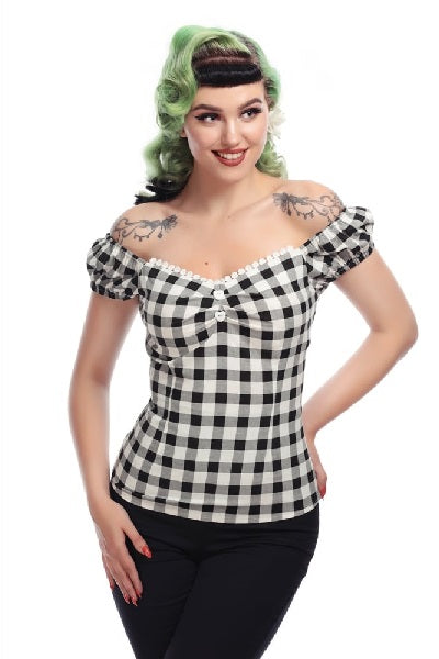 Collectif Dolores Gingham Top (SIZE 20 & 22 ONLY)