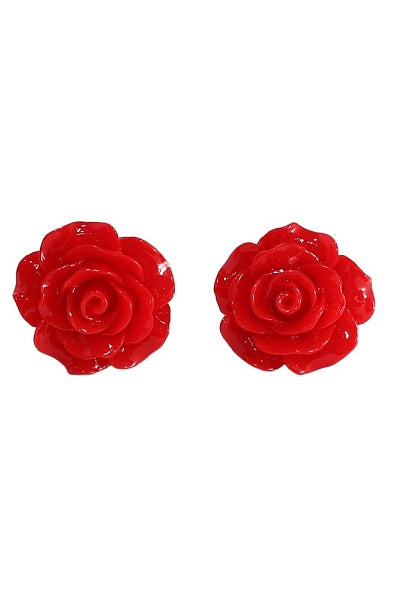 Collectif Stud Earrings Rose Red