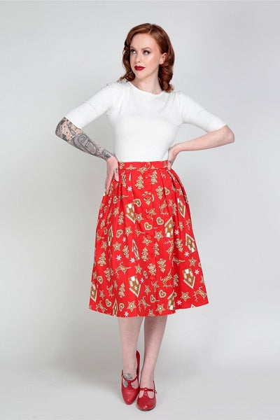 Collectif Josualda Ginger Cookies Swing Skirt (SIZE 18 ONLY)
