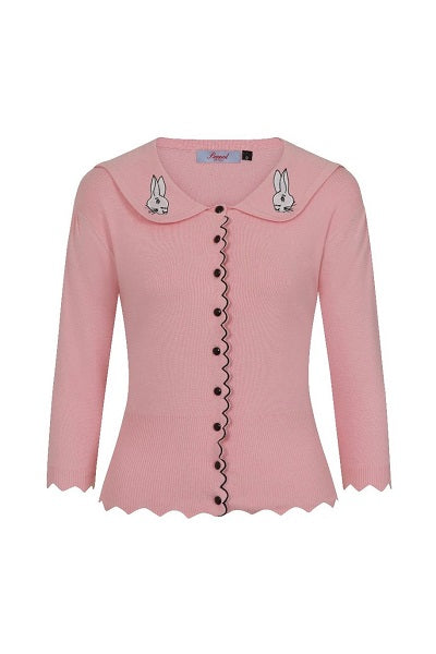 Banned Retro Bunny Hop Cardigan Pink (XL ONLY)