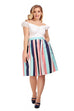 Collectif Jasmine Seaside Stripes Skirt SIZE 8 (24" Waist)