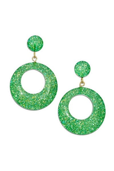 Splendette Earrings | Glitter Leaf Green