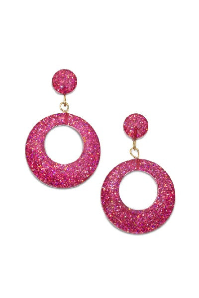 Splendette Earrings | Glitter Fuchsia Peony