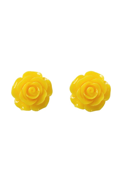 Collectif Earrings Rose Yellow Stud