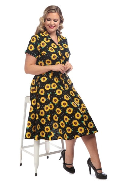 Collectif Caterina Sunflowers Swing Dress