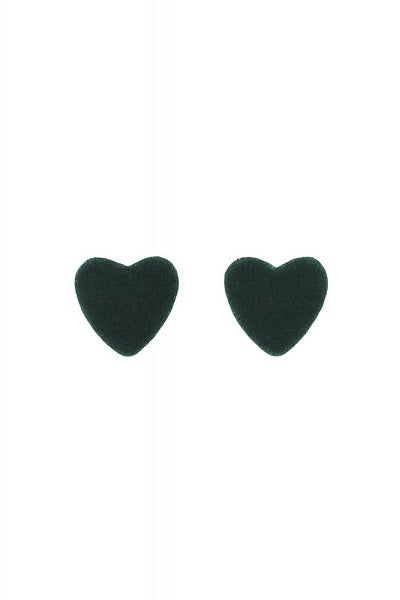 Collectif Stud Earrings Velvet Heart Forest Green