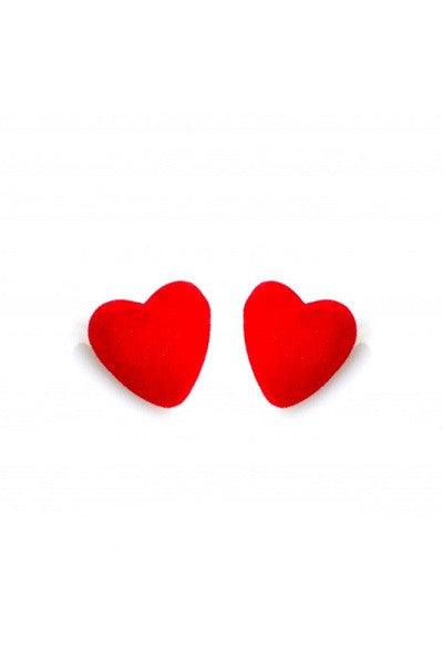 Collectif Stud Earrings Velvet Heart Red